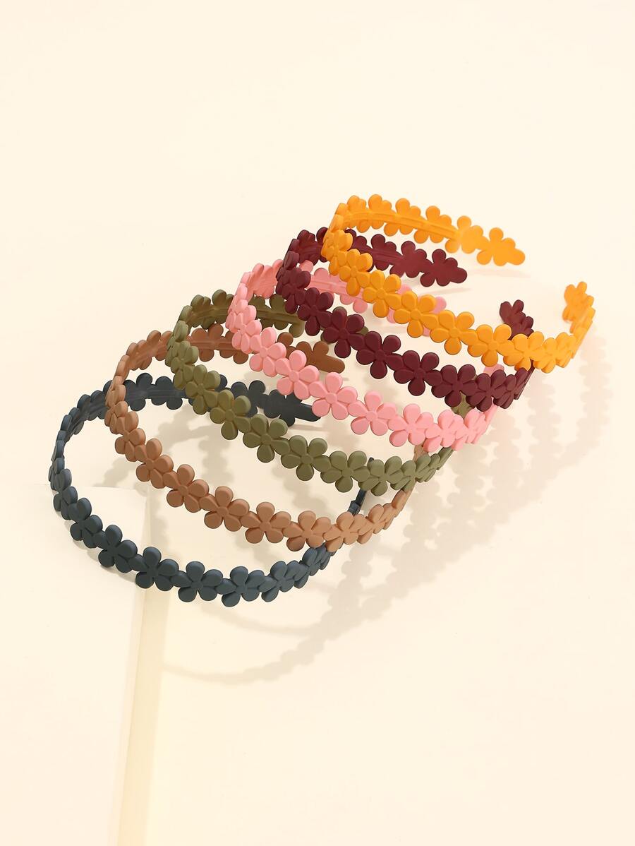 6入組花朵裝飾髮箍 - 彩色 - 查看 1