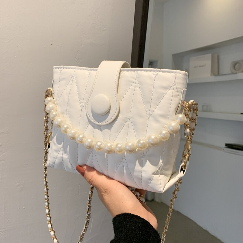 

Snap Button Crossbody Bag, White