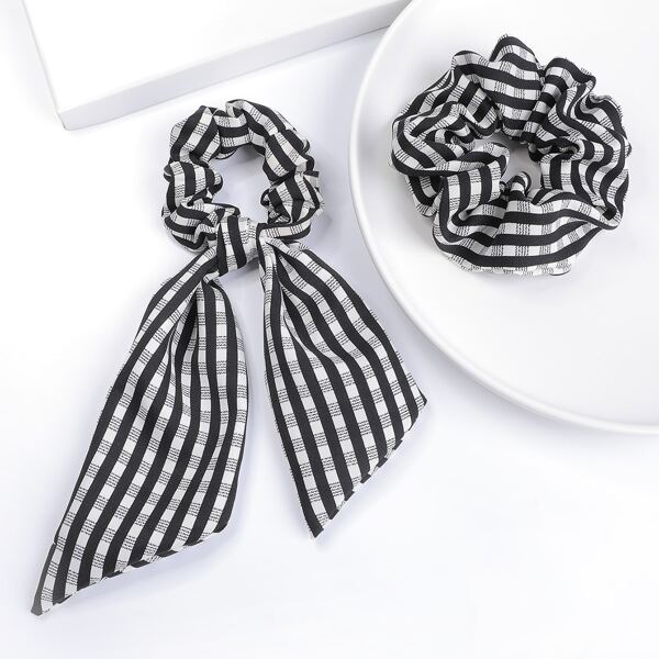 

2pcs Striped Pattern Hair Tie, Multicolor