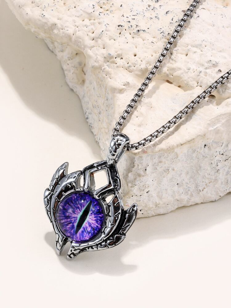 男士眼睛墜飾項鍊 - 彩色 - 查看 1