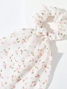 4pcs Floral Print Scarf Hair Tie Boho Ponytail Holders Hair Elastics Hair Rubber Bands Scrunchies Hair Rope Elastic Hair Tie - Multicolor - View 3