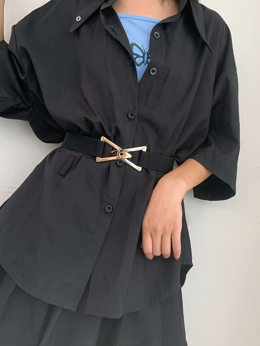 Triangle Buckle Corset Belt - Black - View 1