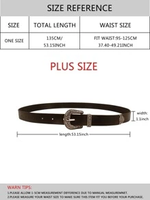 135cm紋理搭扣大碼腰帶 - 黑色 - 查看 4