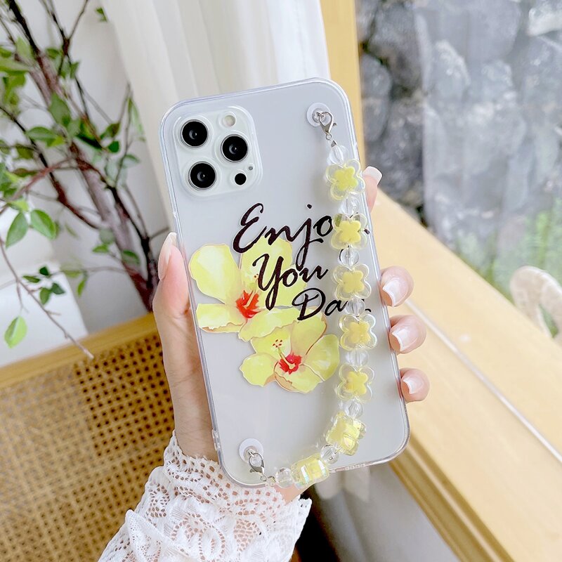 

Flower Pattern Phone Case With Hand Strap, Multicolor