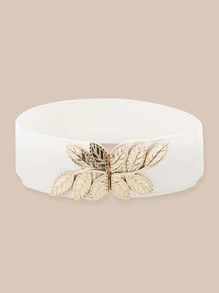 Cinturón con hebilla de hoja - Blanco - Ver 1