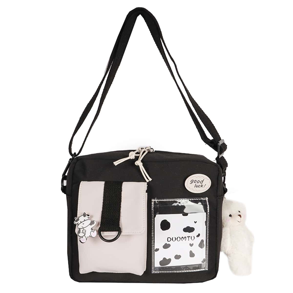 

Pocket Front Crossbody Bag, Black
