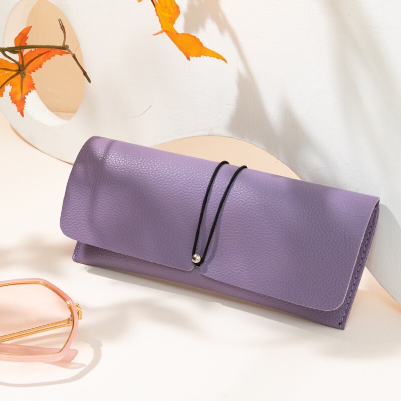 

Solid PU Leather Glasses Case, Purple