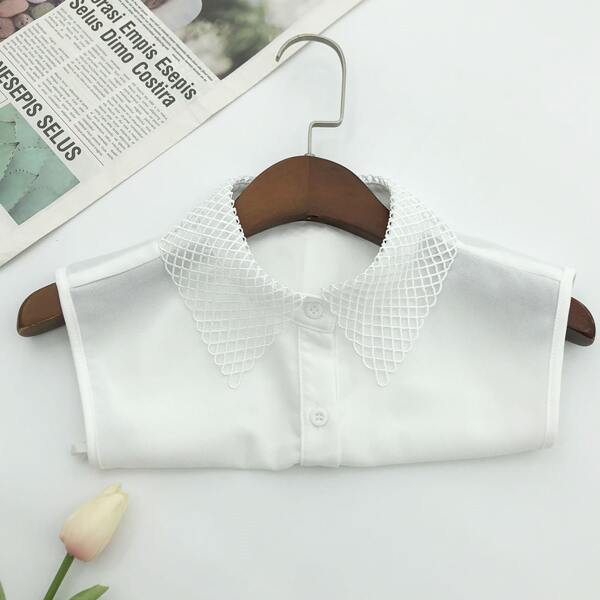 

Button Decor Fake Collar, White