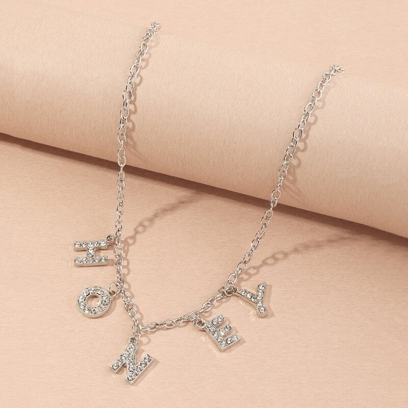 

Letter Design Chain Necklace, Silver