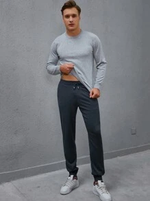 Manfinity Men Round Neck Jumper & Knit Trousers - Light Grey - View 6