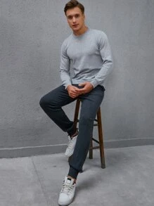 Manfinity Men Round Neck Jumper & Knit Trousers - Light Grey - View 8