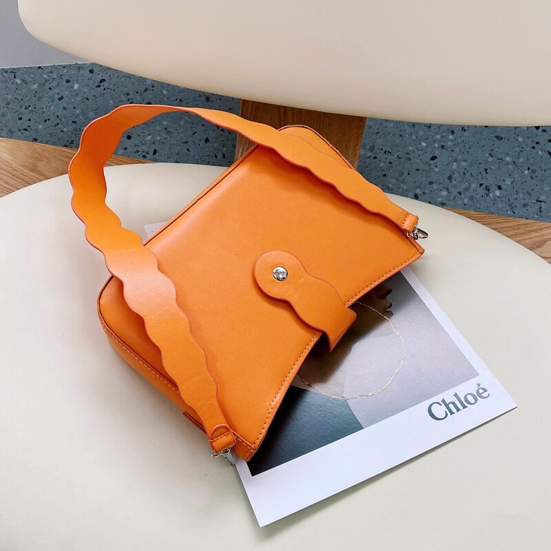

Snap Button Shoulder Bag, Orange