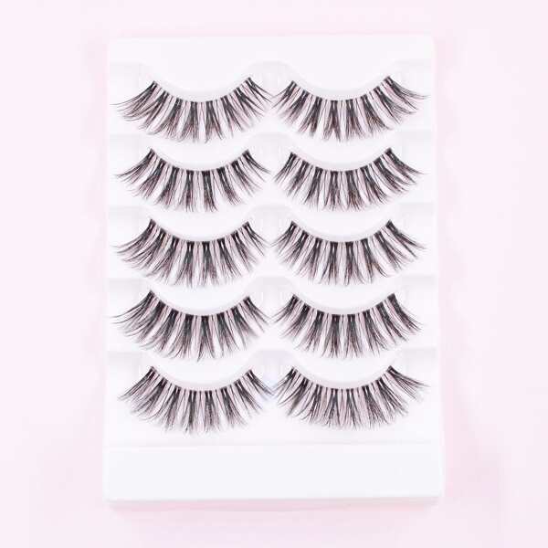 

5pairs Extra Long False Eyelashes, Black