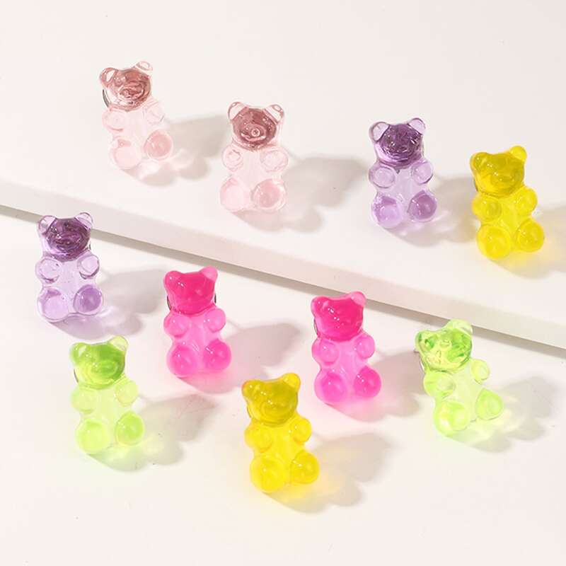

5pairs Bear Decor Earrings, Multicolor