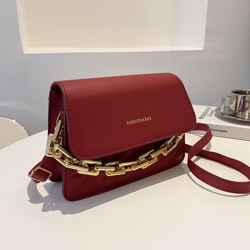 

Minimalist Flap Satchel Bag, Red