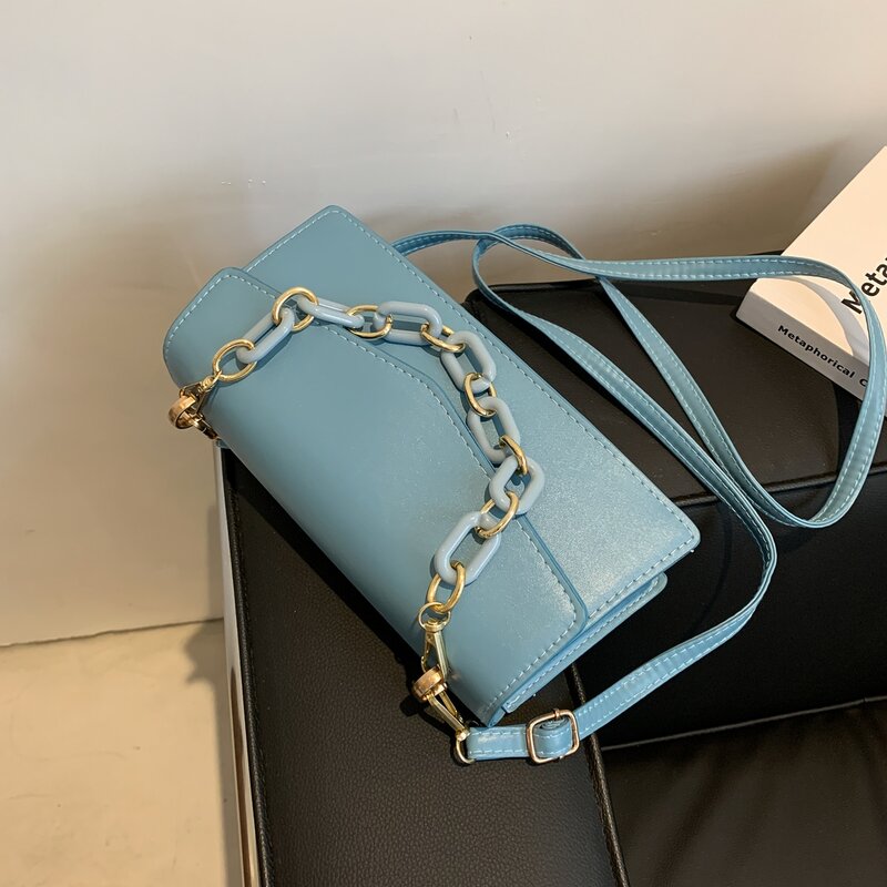 

Minimalist Flap Satchel Bag, Blue