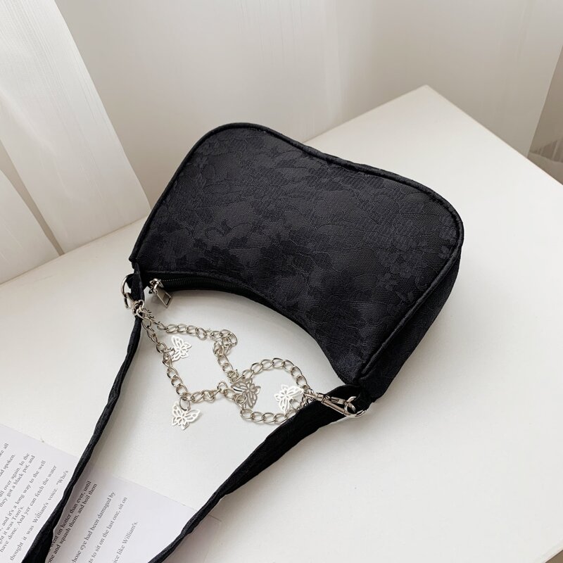 

Butterfly Decor Shoulder Bag, Black