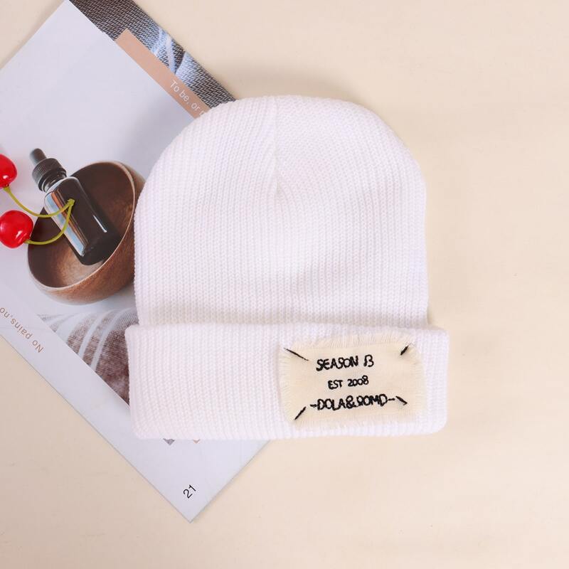 

Letter Graphic Knit Beanie, White