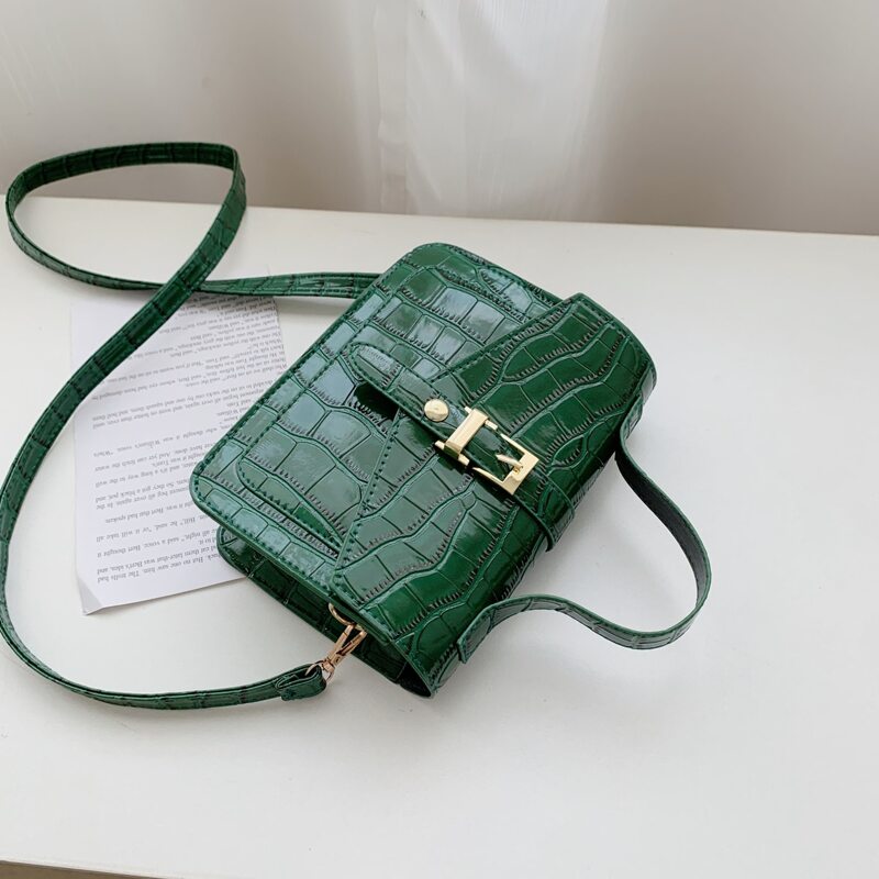 

Croc Embossed Satchel Bag, Green