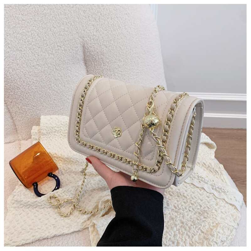 

Quilted Chain Crossbody Bag, White