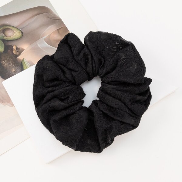 

Solid Pleated Scrunchie, Black