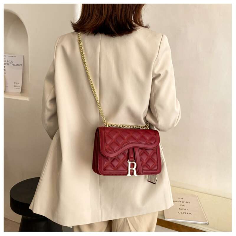 

Embossed Flap Shoulder Bag, Red
