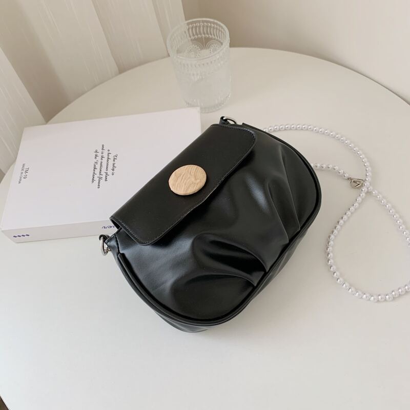 

Faux Pearl Beaded Crossbody Bag, Black