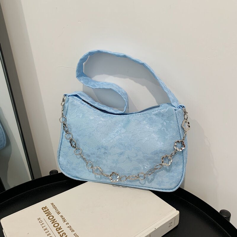 

Flower Pattern Shoulder Bag, Blue