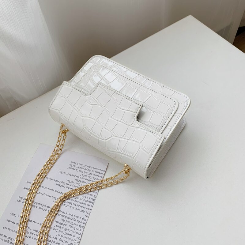 

Croc Embossed Shoulder Bag, White
