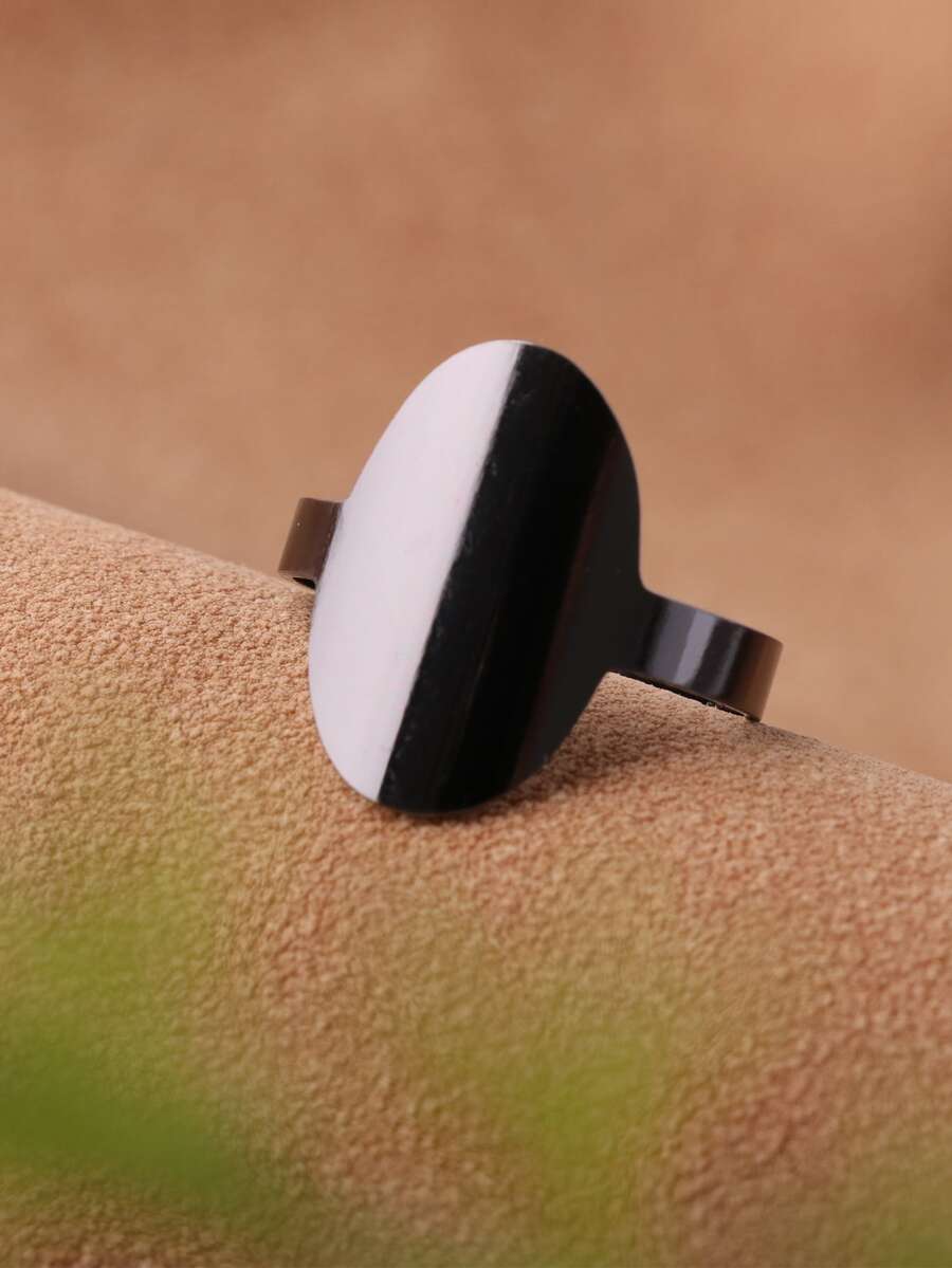 Hombres Anillo de acero inoxidable - Negro - Ver 1