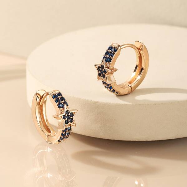 

Zircon Star Decor Earrings, Blue
