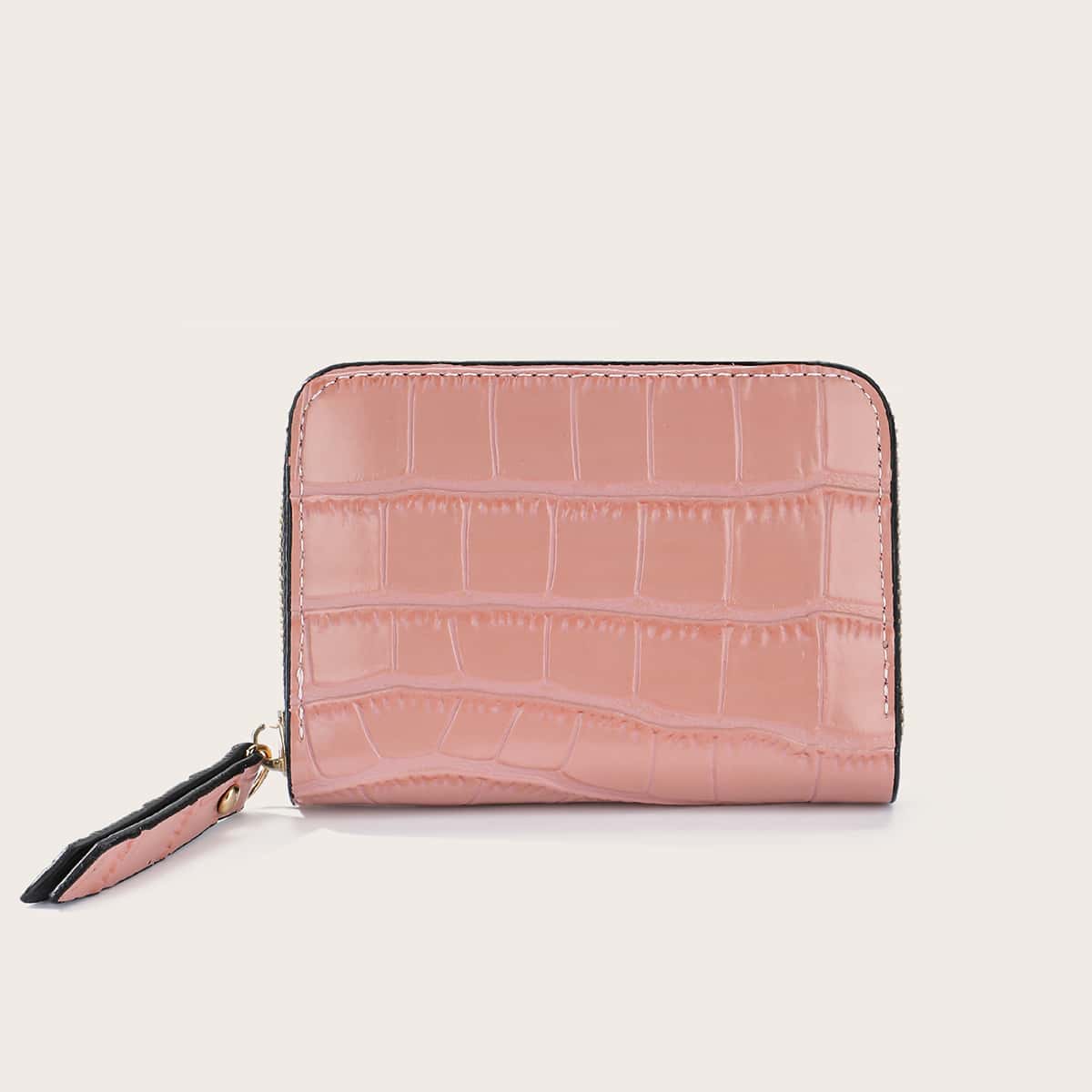 

Croc Embossed Purse, Pink