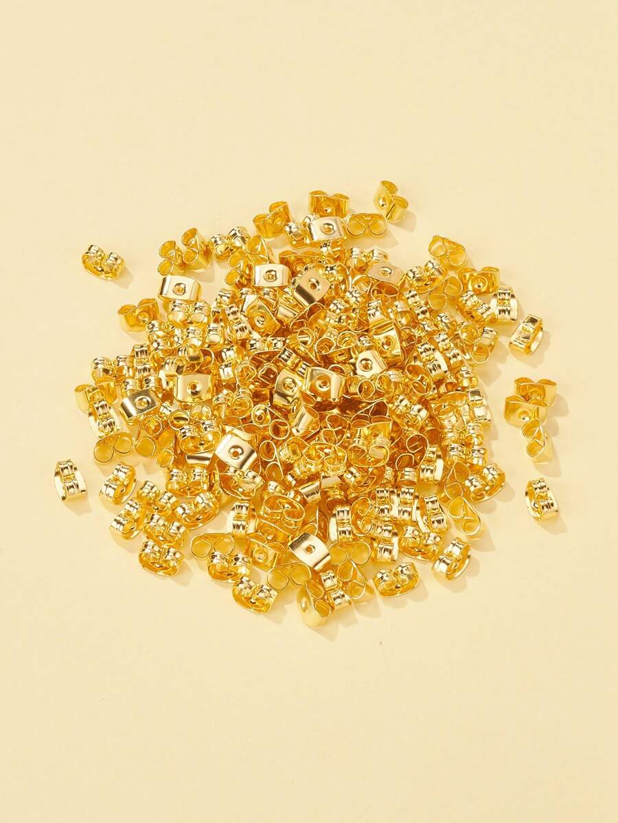 200入組鐵耳螺母耳環背金屬耳環配件 - 金黃色 - 查看 1