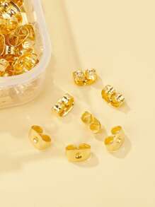 200入組鐵耳螺母耳環背金屬耳環配件 - 金黃色 - 查看 2