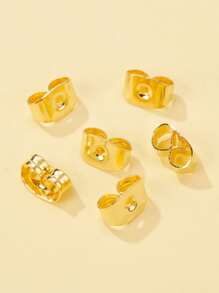 200入組鐵耳螺母耳環背金屬耳環配件 - 金黃色 - 查看 3