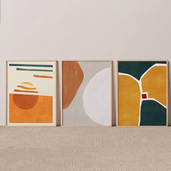 

3pcs Abstract Pattern Unframed Painting, Multicolor