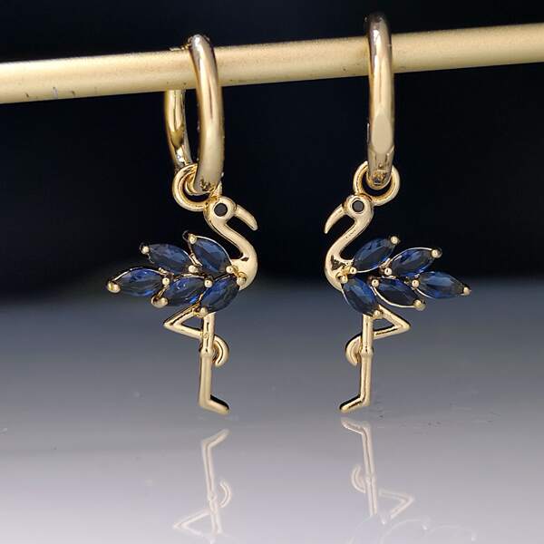 

Zircon Flamingo Decor Drop Earrings, Royal blue