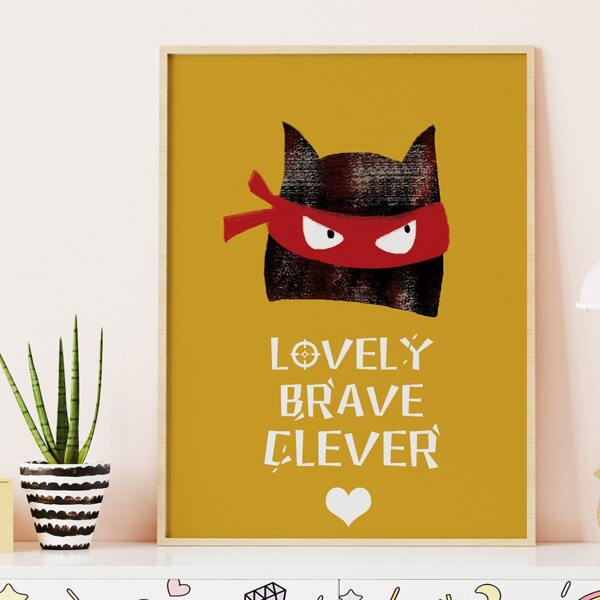

Cat Print Unframed Painting, Multicolor