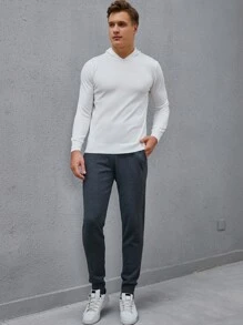 Manfinity Men Solid Hooded Jumper & Knit Trousers - White - View 1