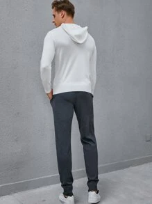 Manfinity Men Solid Hooded Jumper & Knit Trousers - White - View 2