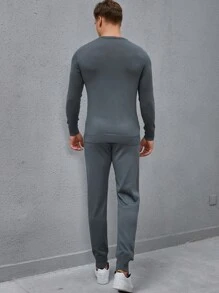 Manfinity Men Solid Jumper & Knit Trousers - Grey - View 2