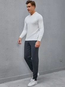 Manfinity Men Solid Hooded Jumper & Knit Trousers - White - View 3