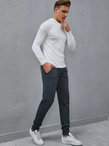 Manfinity Men Solid Hooded Jumper & Knit Trousers - White - View 4