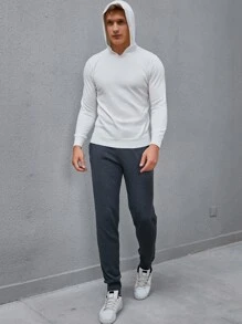 Manfinity Men Solid Hooded Jumper & Knit Trousers - White - View 5