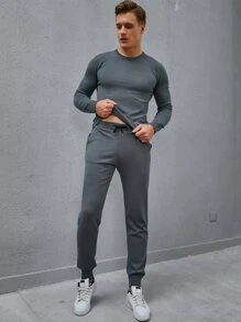 Manfinity Men Solid Jumper & Knit Trousers - Grey - View 7