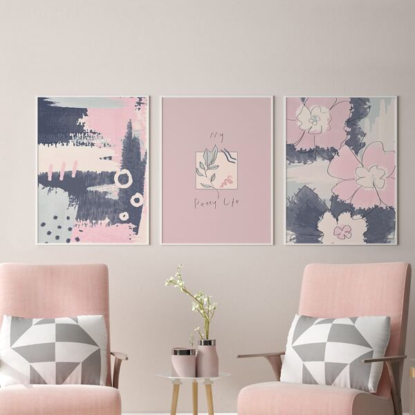 

3pcs Plants Print Unframed Painting, Multicolor