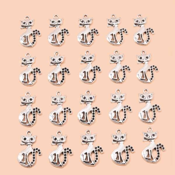 

20pcs Cat DIY Jewelry Accessory, Silver