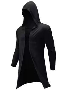 Manfinity Homme Men Open Front Hooded Cardigan - Black - View 1