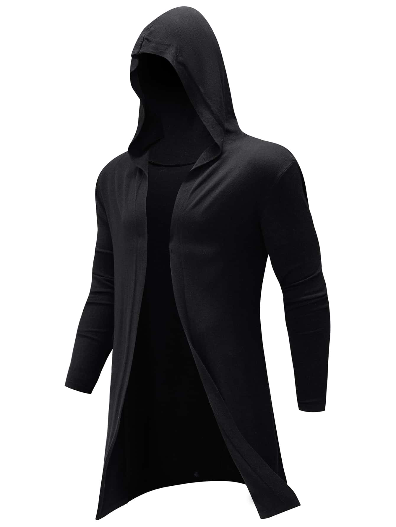 Manfinity Homme Men Open Front Hooded Cardigan - Black - View 1