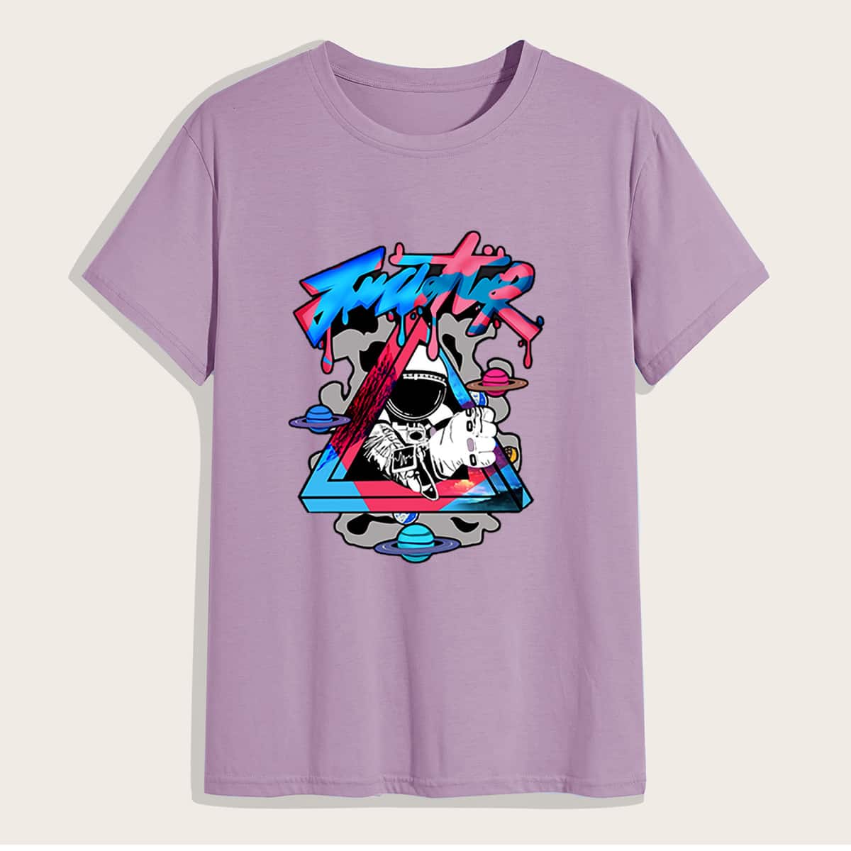 

Guys Letter Astronaut Graphic Tee, Lilac purple